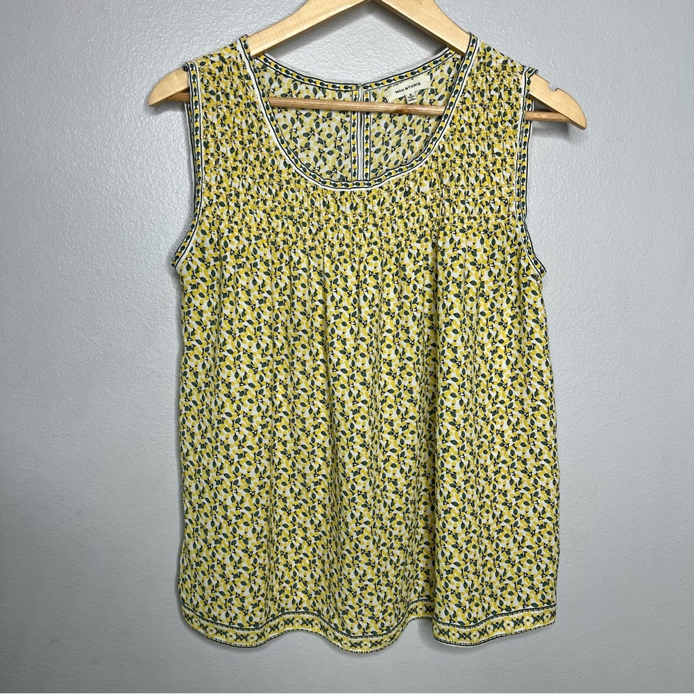 Max Studio Women's Sleeveless Lemon Print Lightweight Blouse - Small